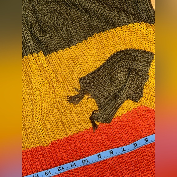 Cato Women's White/Orange/Gold/Green Knit Sweater w/ Fringe Size 18/20W - Picture 7 of 8